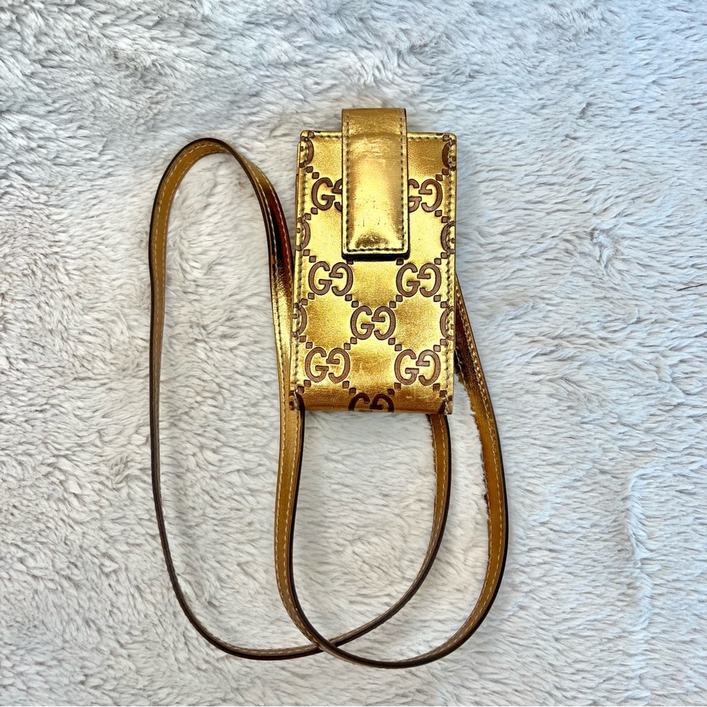 Gucci Metallic Bronze GG Monogram Mini Lanyard Bag - Picture 3 of 15